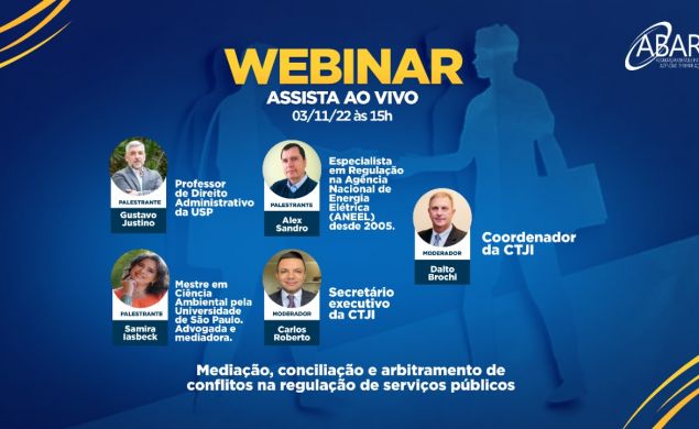 Próximo webinar ABAR debaterá mediação de conflitos na regulação